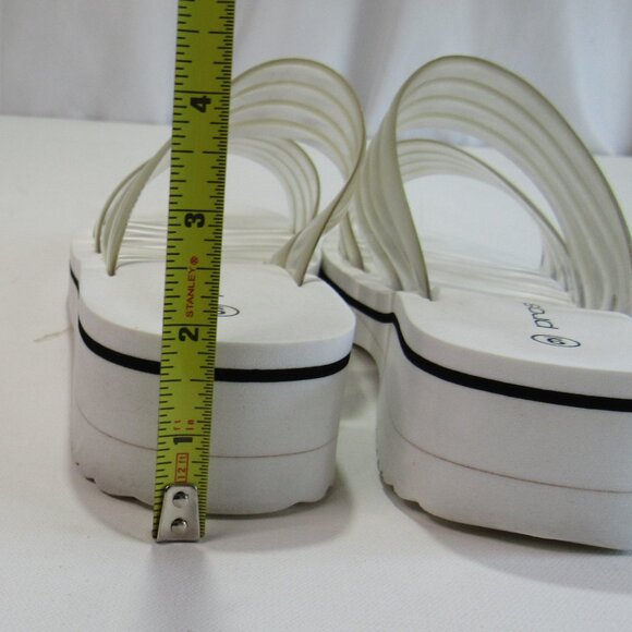 PRO SPIRIT Women's Open Toe PU Clear Two Straps Slip On Sandal Size 9 White - Picture 6 of 7